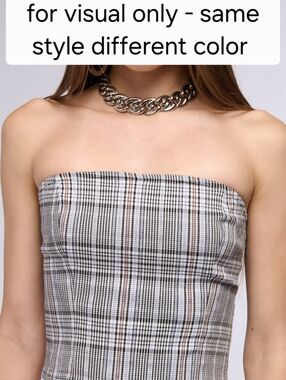 AKIRA Plaid Strapless Zipper Bustier Medium